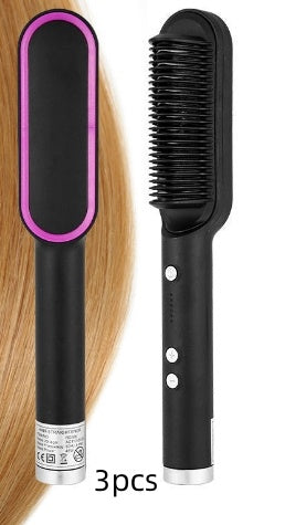 New 2 In 1 Hair Straightener Hot Comb Negative Ion Curling Tong