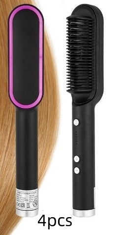 New 2 In 1 Hair Straightener Hot Comb Negative Ion Curling Tong